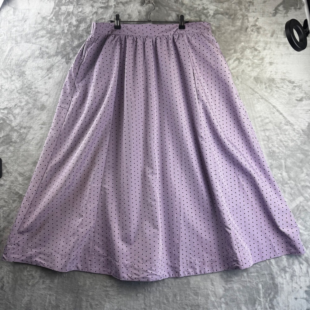 Old Navy Skirt Women XL Purple Polka Dot A-Line Midi Pockets (1879)